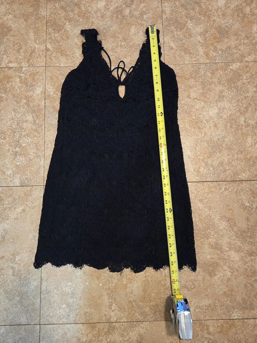 Intimately Free People Black Lace Mini Dress Slip Size M • Good